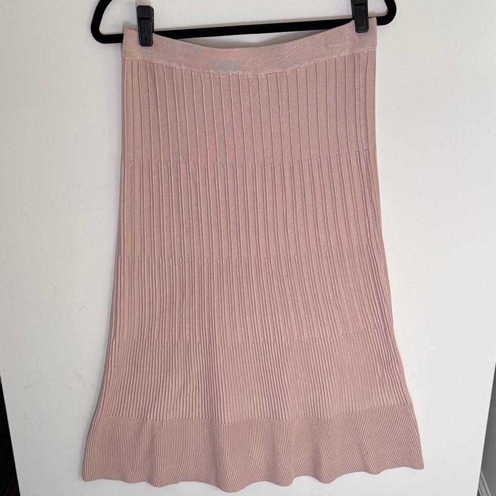 Max Studio Blush Ribbed A-Line Skirt | Medium
